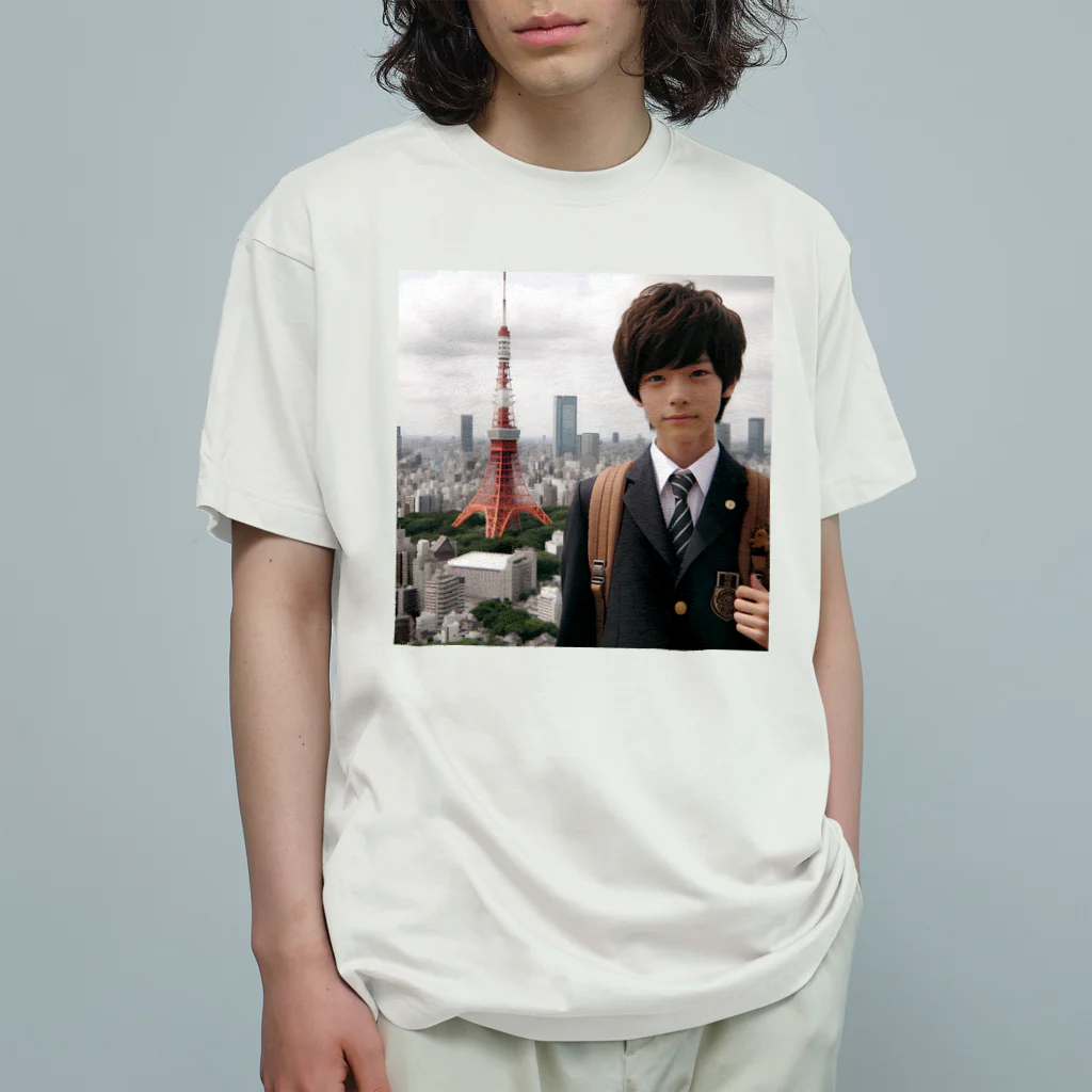 可愛い男の子イラスト販売所　By,keicyanの男の子　中学1年生　タワーバッグに Organic Cotton T-Shirt