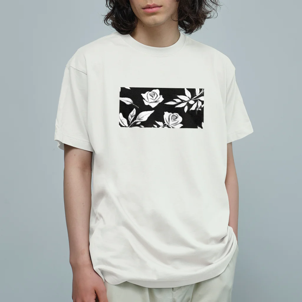 siriusのモノトーン花 Organic Cotton T-Shirt