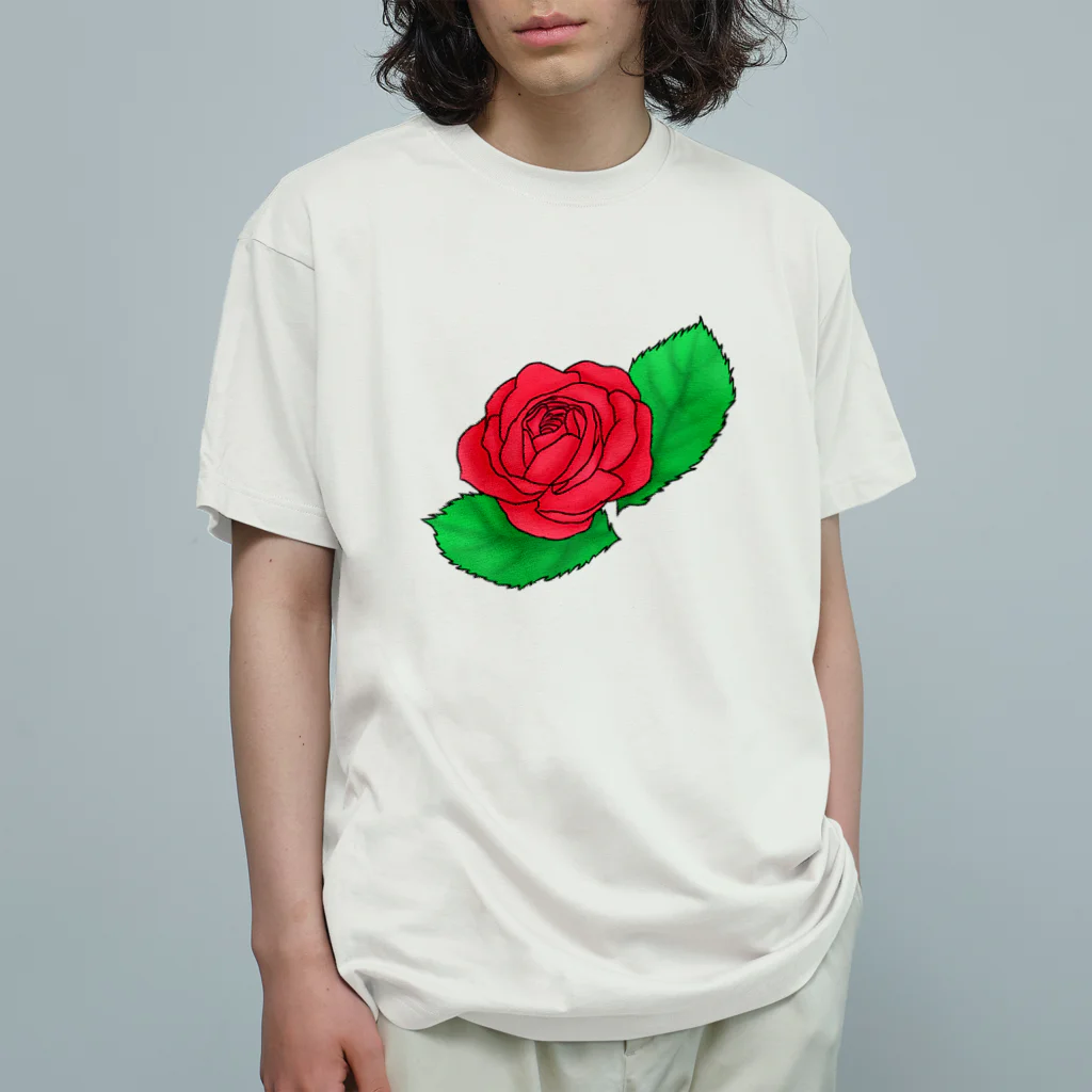 Lily bird（リリーバード）の真紅の薔薇 Organic Cotton T-Shirt