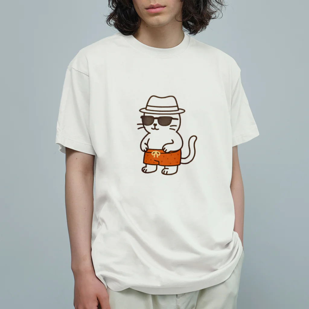 マカロンのサングラスをかけたネコ Organic Cotton T-Shirt