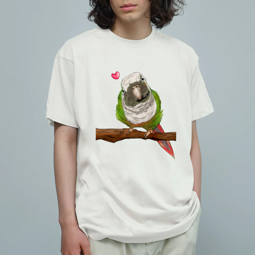 Lily bird（リリーバード）のホオミドリアカオウロコインコ フルカラー① オーガニックコットンTシャツ