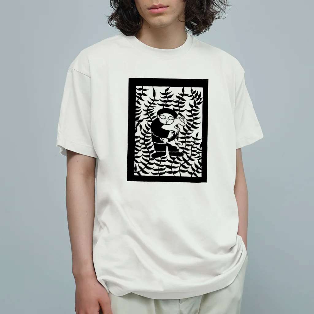 ツバメ堂の山羊と少年（モノクロ） Organic Cotton T-Shirt