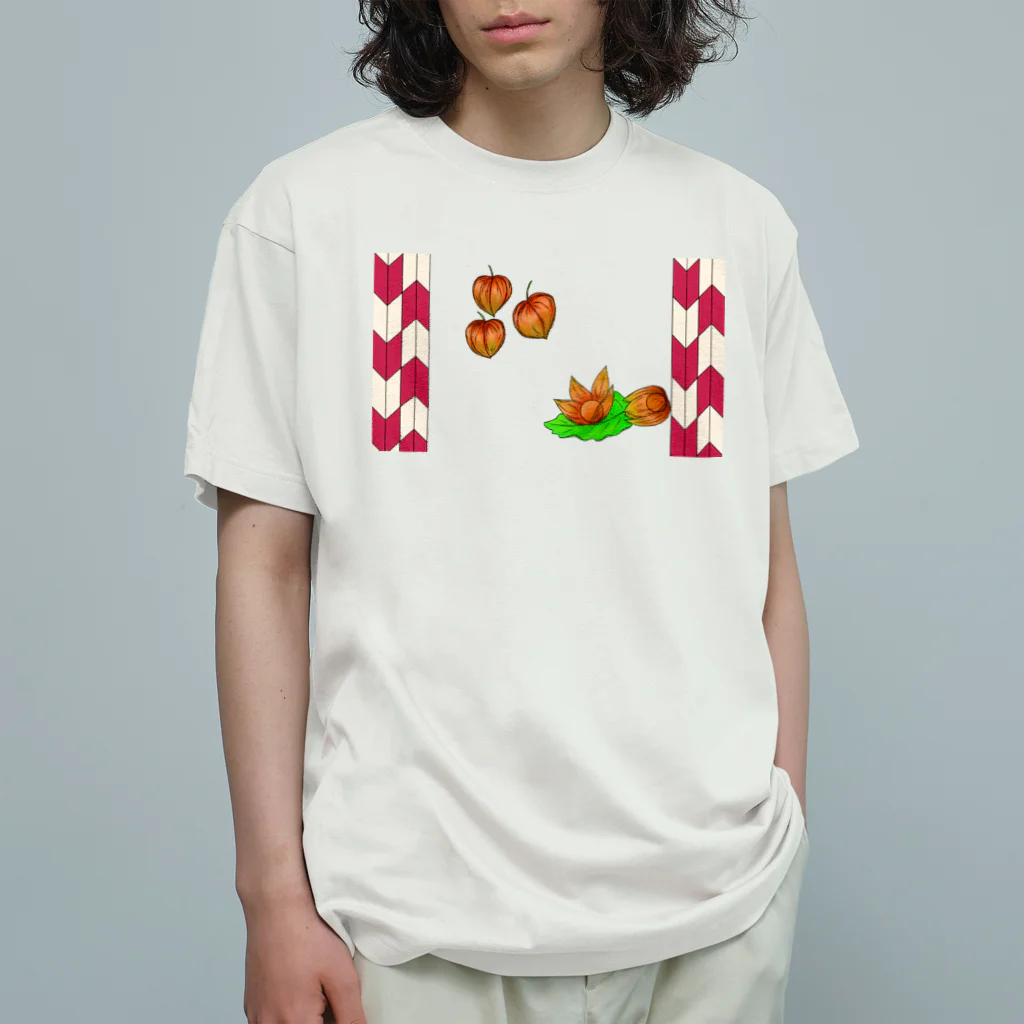 Lily bird（リリーバード）の矢がすりフレーム ホオズキ Organic Cotton T-Shirt