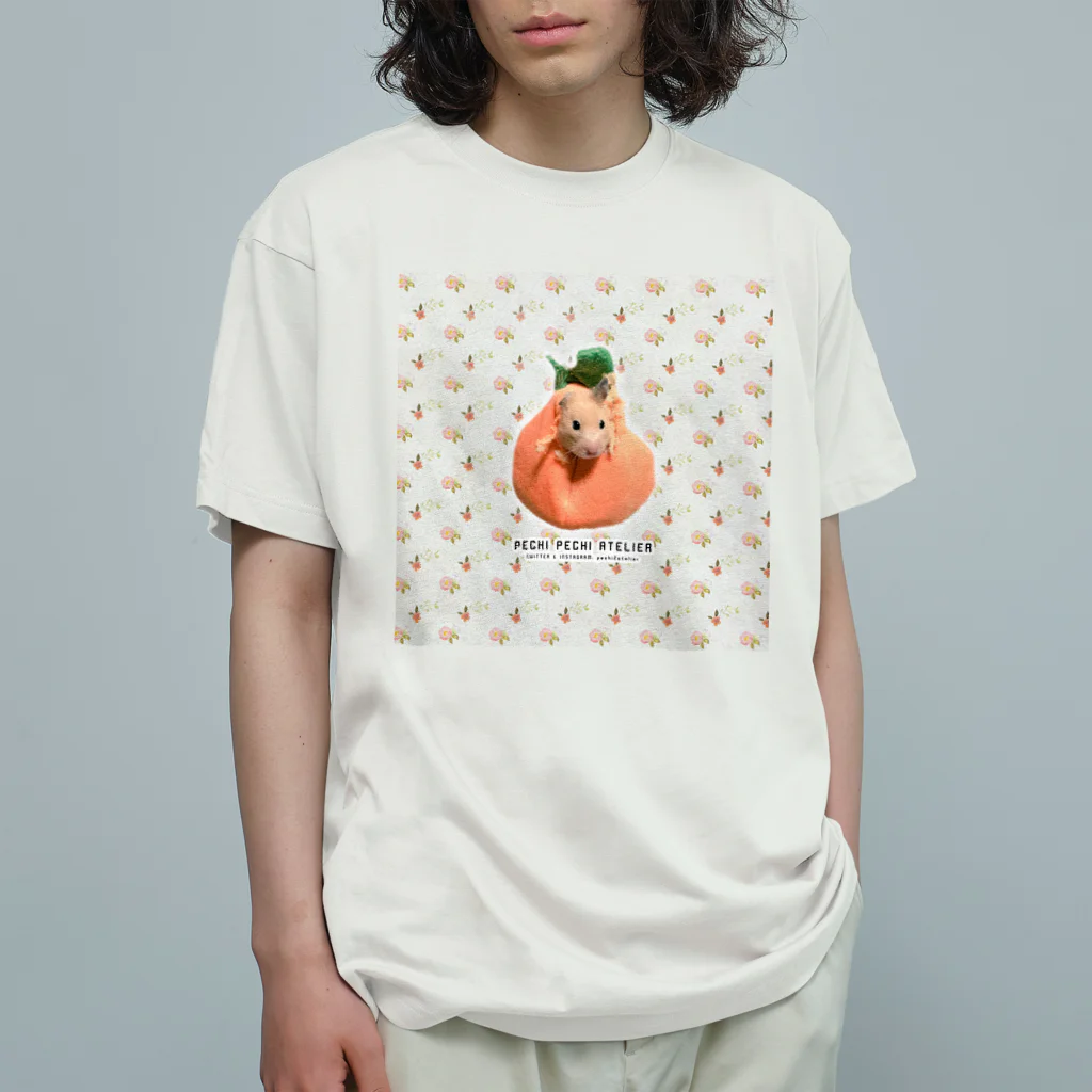 ぺちぺち工房 Pechi Pechi Atelierのハムスターの椿 オーガニックコットンTシャツ