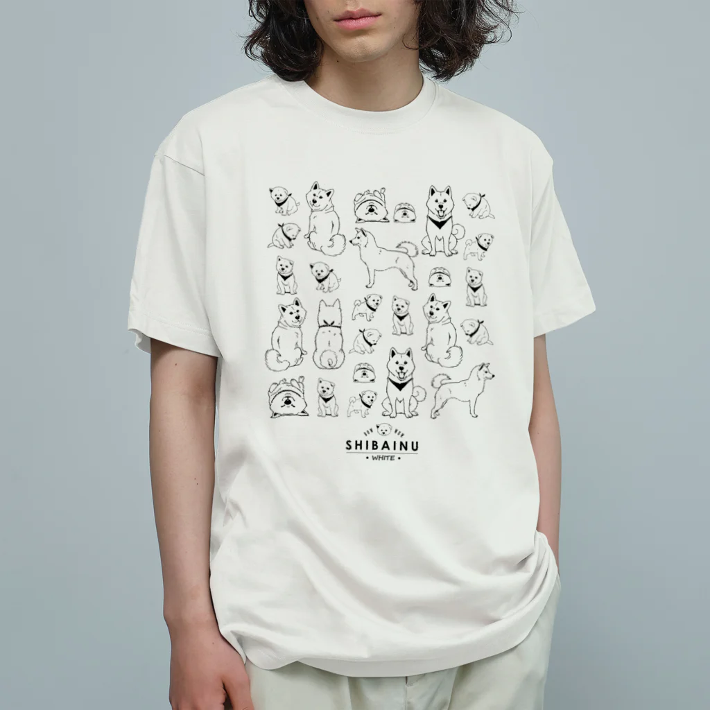 タバタ画房の白柴たくさん オーガニックコットンTシャツ