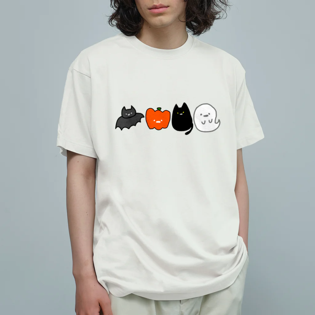 おもち屋さんのハロウィンの仲間たち オーガニックコットンTシャツ