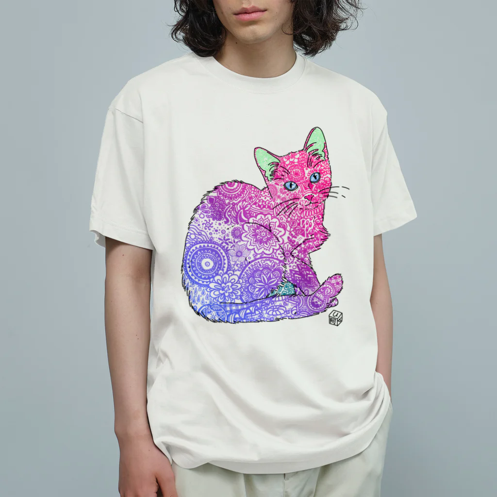 Cube屋のゼンタングルねこ① オーガニックコットンTシャツ