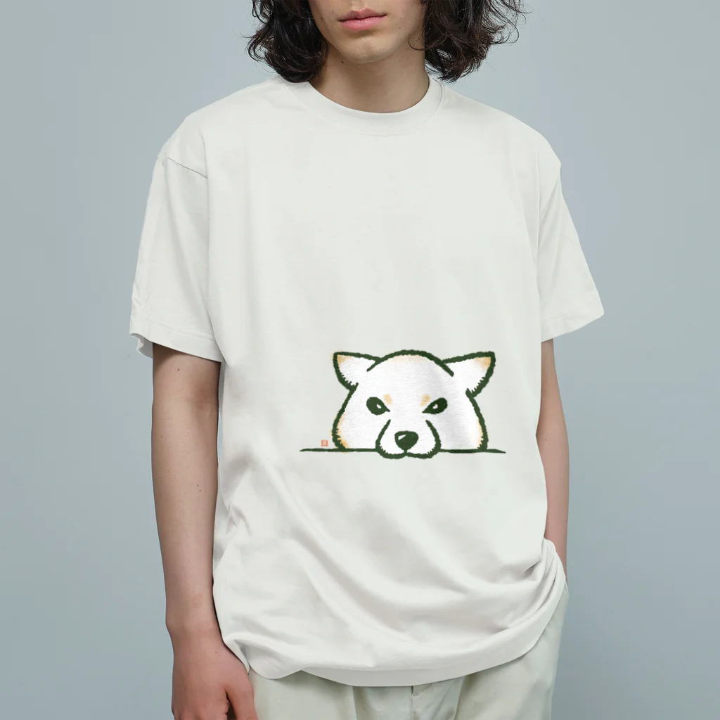 真希ナルセ（マキナル）のあごのせ柴（白柴） オーガニックコットンTシャツ