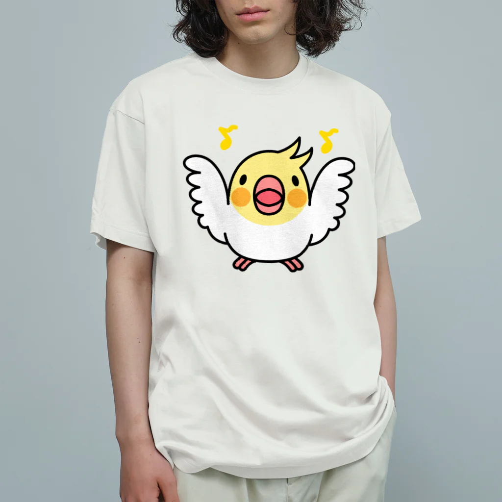 まめるりはことりのまるまるオカメインコ【まめるりはことり】 オーガニックコットンTシャツ