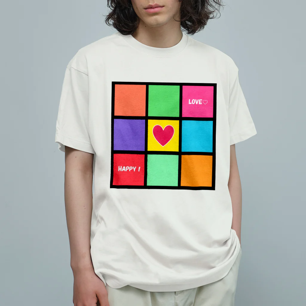 sanasanaのLOVE＆HAPPY Organic Cotton T-Shirt