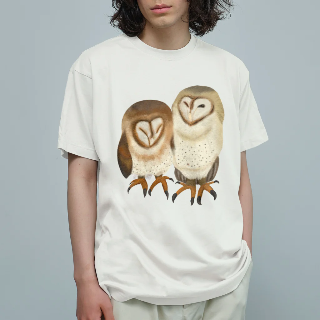 Lily bird（リリーバード）のメンフクロウず① オーガニックコットンTシャツ