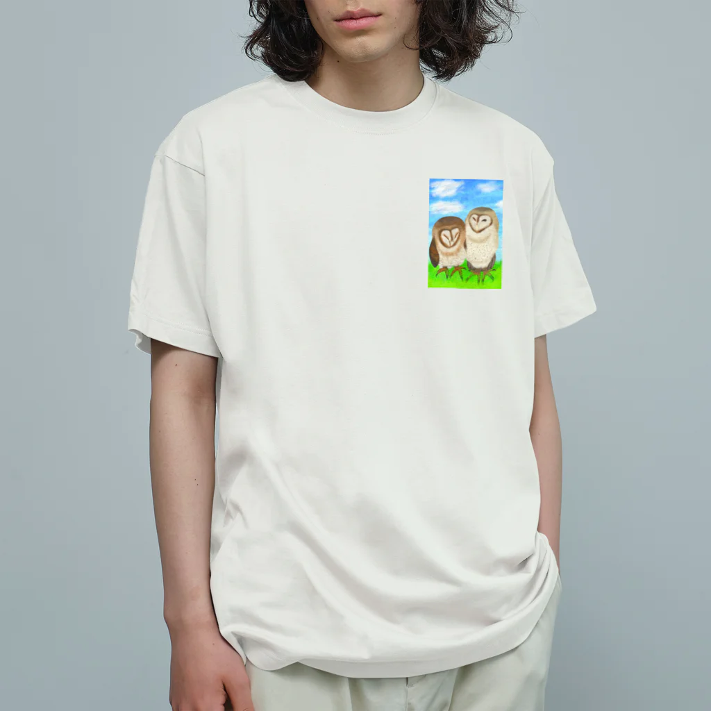Lily bird（リリーバード）の草原とメンフクロウず② Organic Cotton T-Shirt