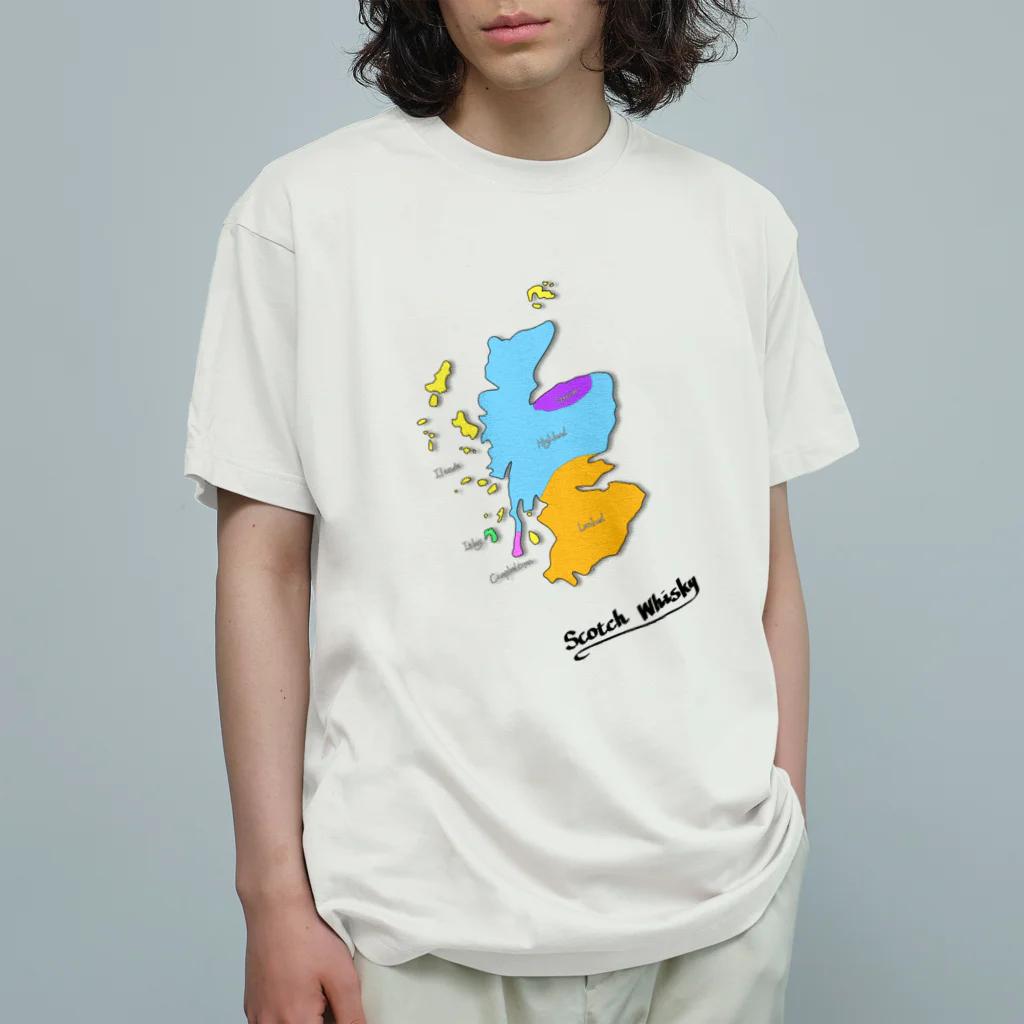 MedusasのScotch Whisky‘s  map (カラーver） オーガニックコットンTシャツ