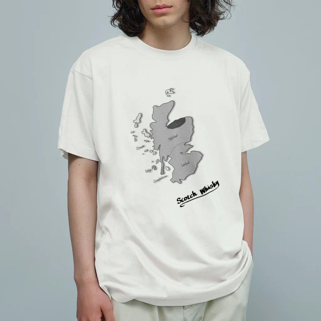 MedusasのScotch Whisky‘s  map (モノクロver) Organic Cotton T-Shirt