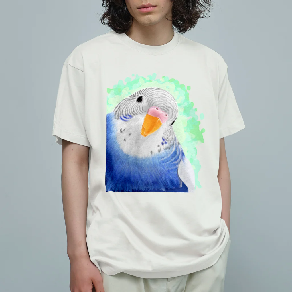 まめるりはことりのセキセイインコ　オパーリン大【まめるりはことり】 Organic Cotton T-Shirt