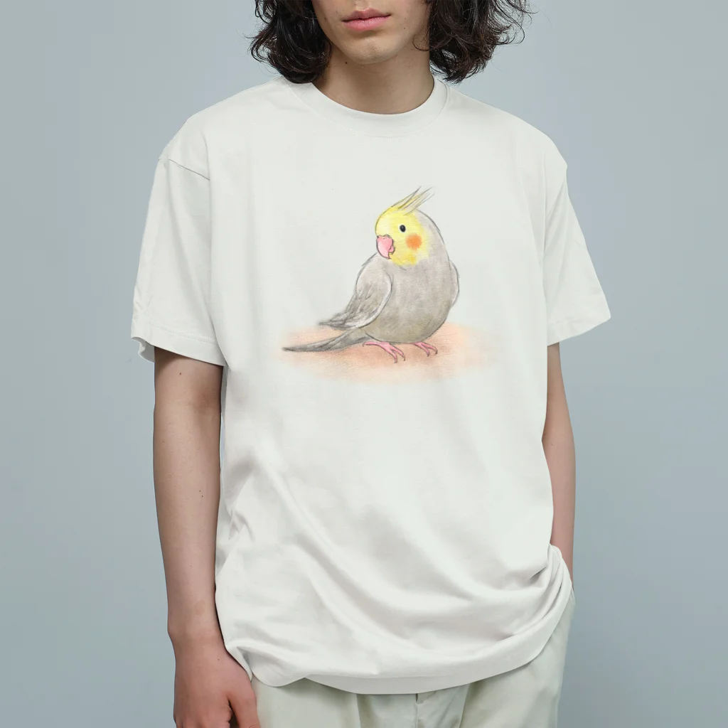 まめるりはことりのオカメインコ　シナモン【まめるりはことり】 オーガニックコットンTシャツ