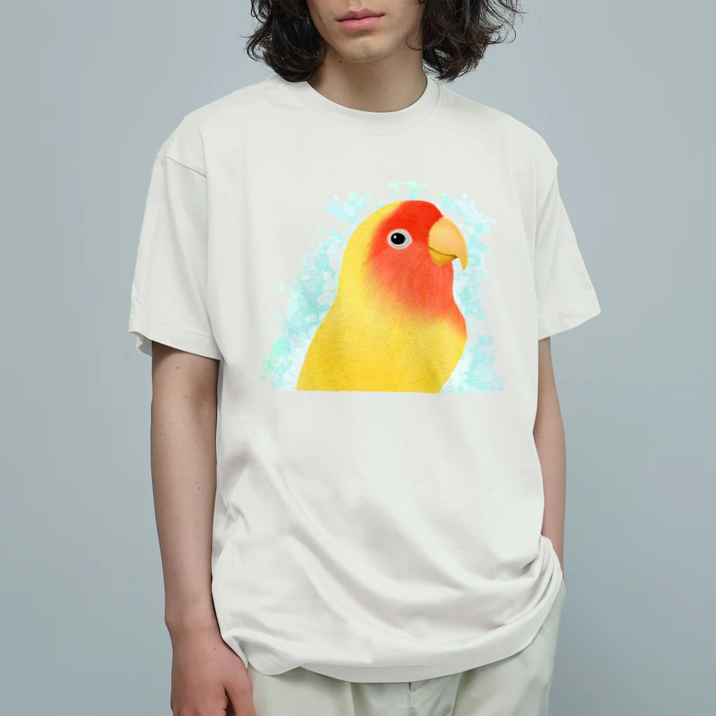 まめるりはことりのほんわかコザクラインコ　ルチノー【まめるりはことり】 オーガニックコットンTシャツ