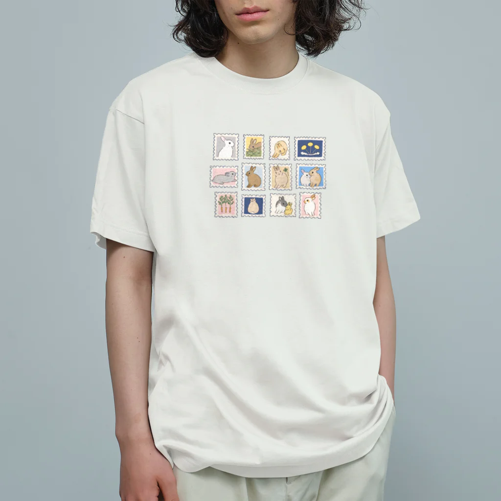 SCHINAKO'Sの切手風うさぎさん Organic Cotton T-Shirt