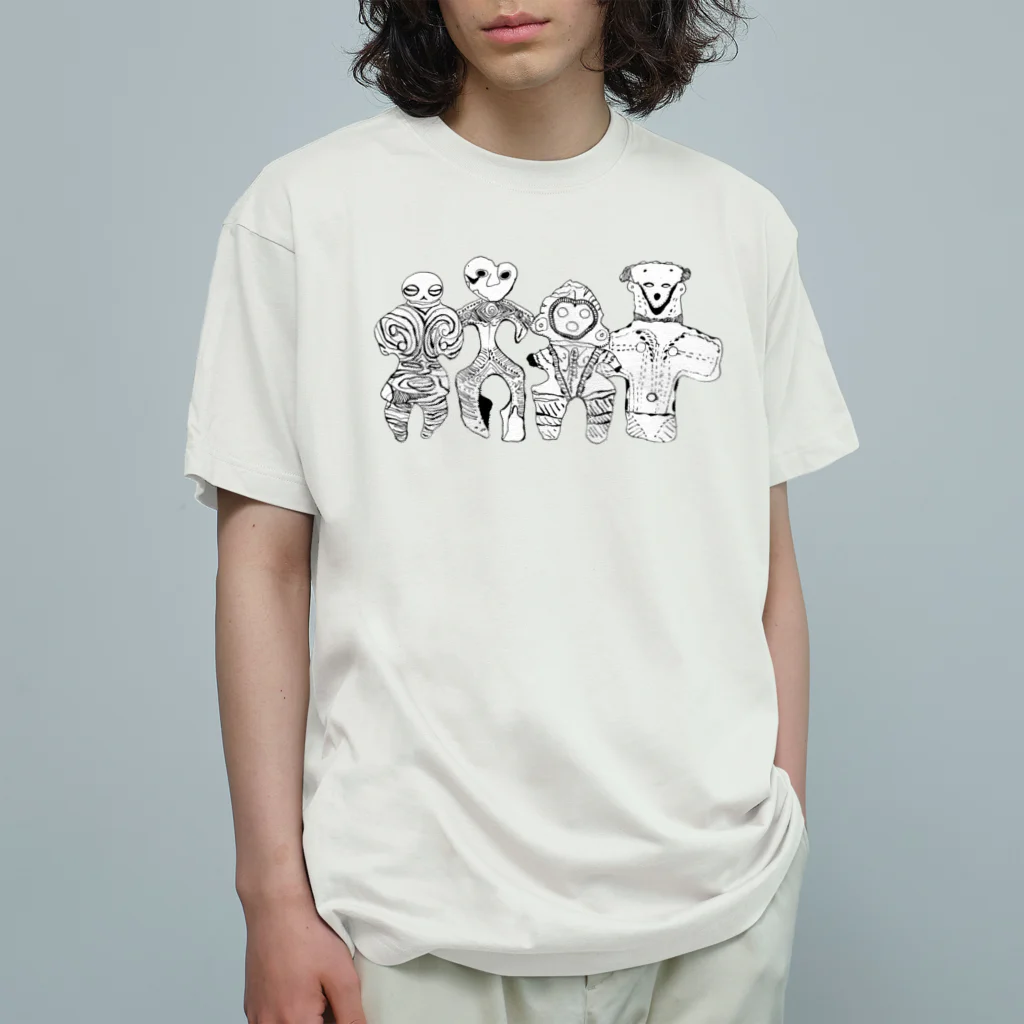 オガサワラミチの土偶4人組 オーガニックコットンTシャツ