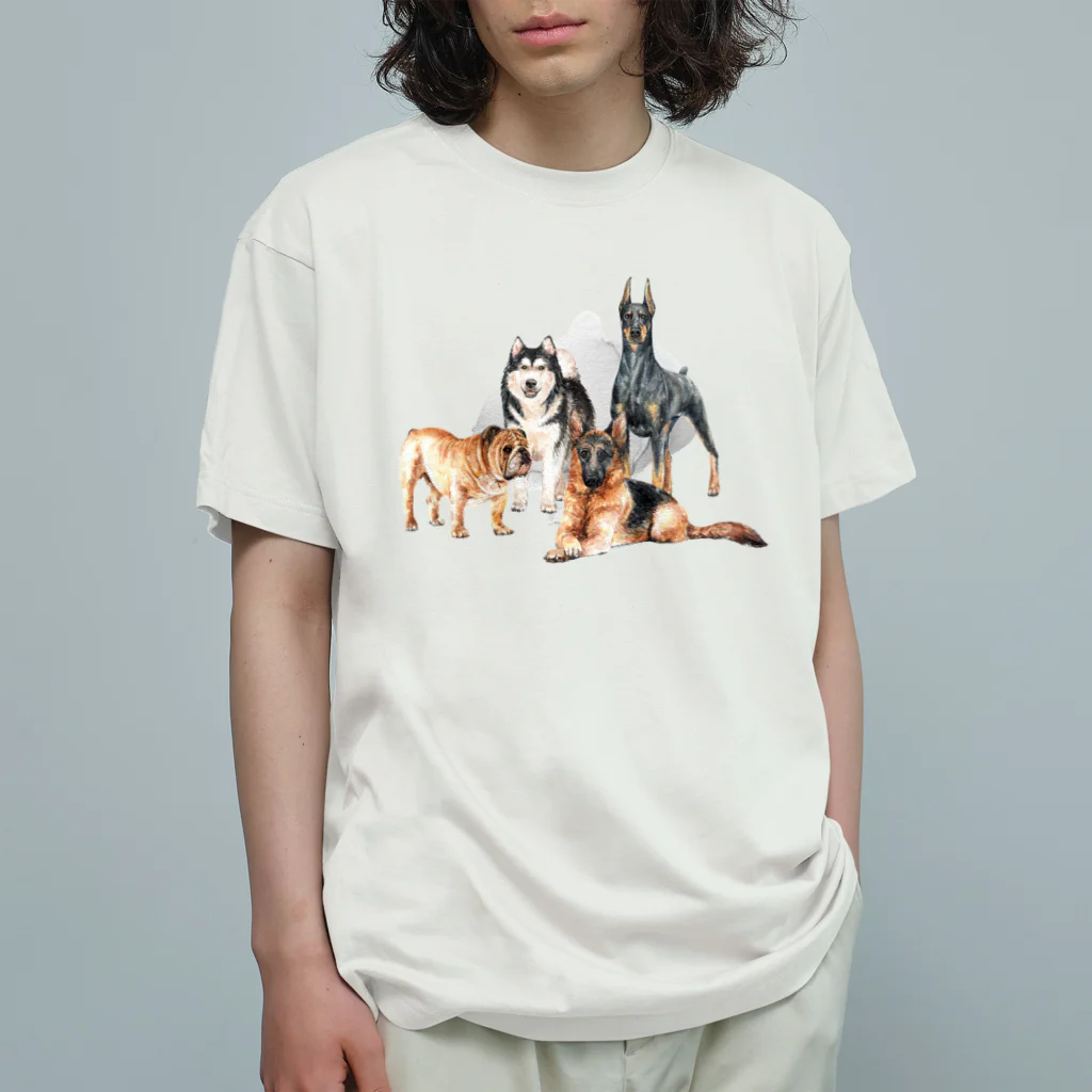 SANKAKU DESIGN STOREのちょっぴり強面の大きい犬たち。 Organic Cotton T-Shirt