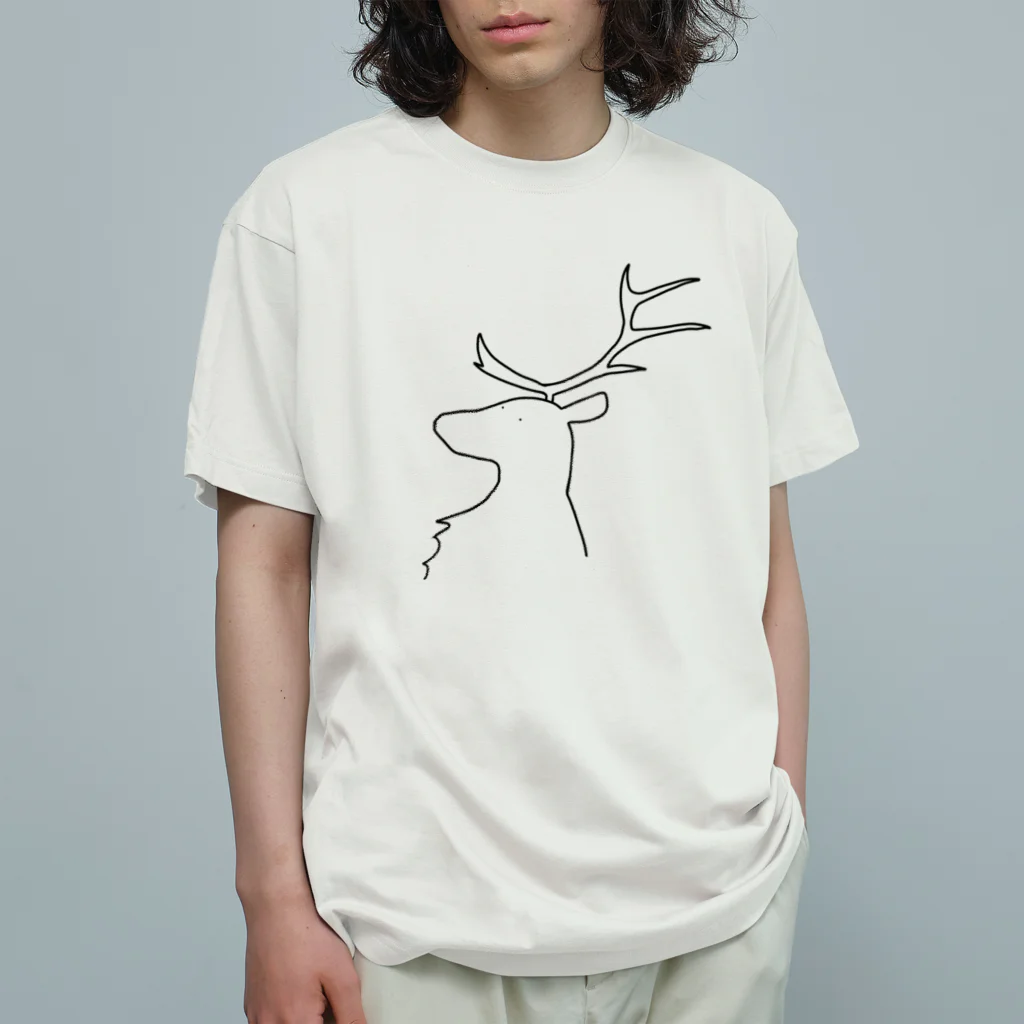 ゆるい動物のTシャツ屋さんのトナカイ  オーガニックコットンTシャツ