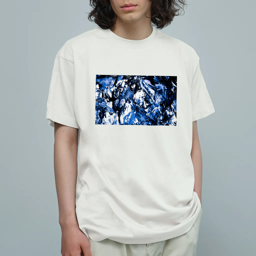 兎派のpaint_01_landscape(blue) オーガニックコットンTシャツ