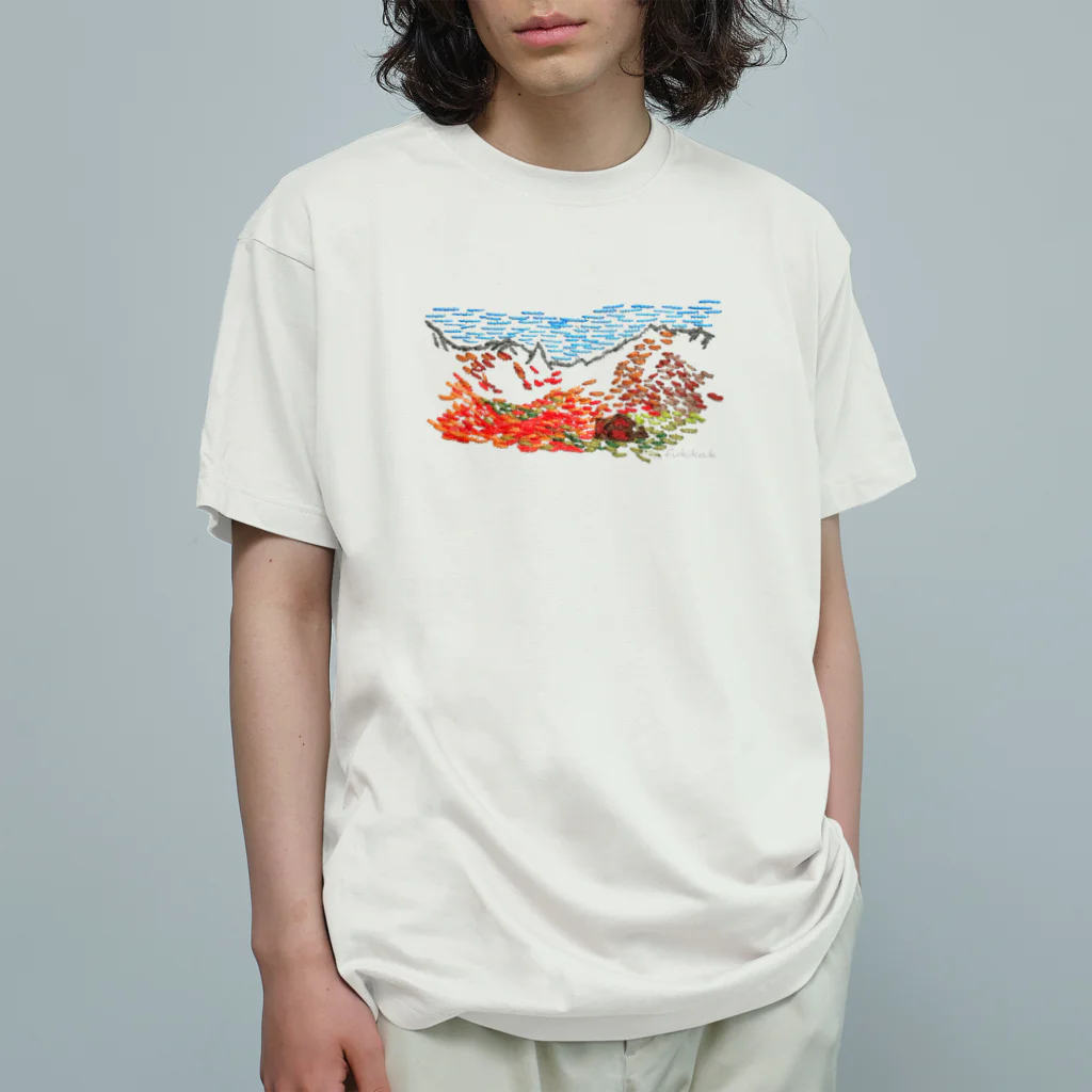 kazefukikoの紅葉の涸沢  オーガニックコットンTシャツ