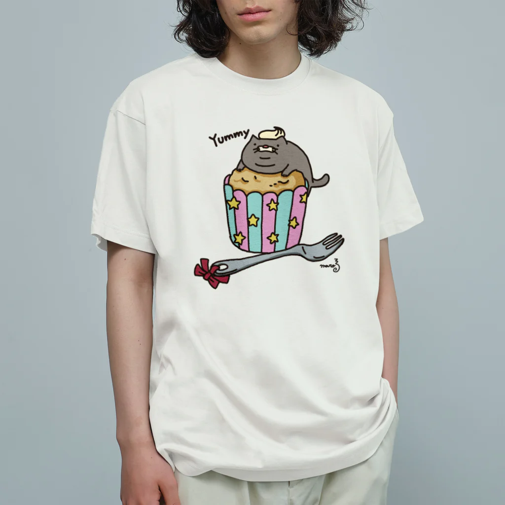 まろぽけっとのかっぷにゃーき オーガニックコットンTシャツ