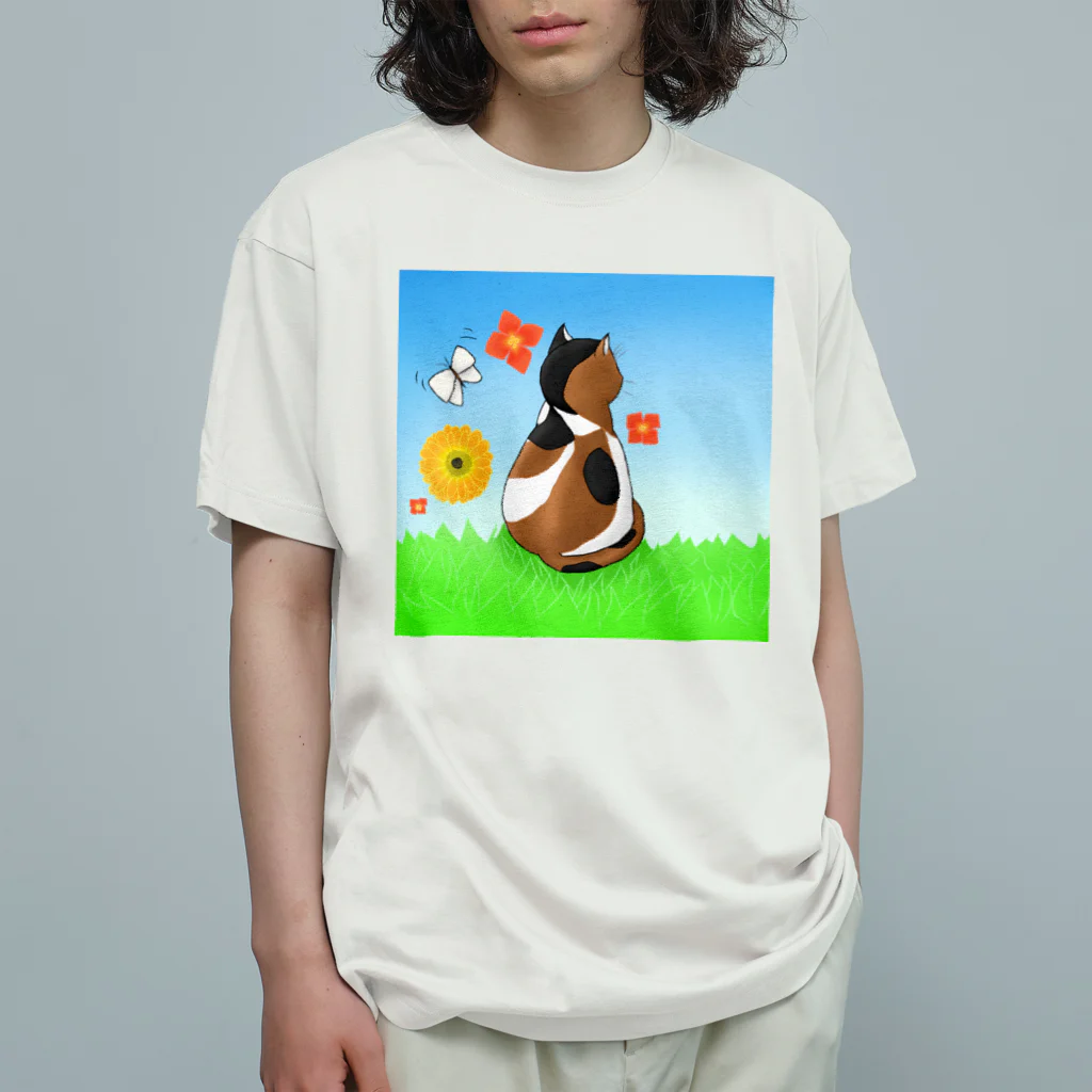 Lily bird（リリーバード）の野原の三毛猫さん Organic Cotton T-Shirt