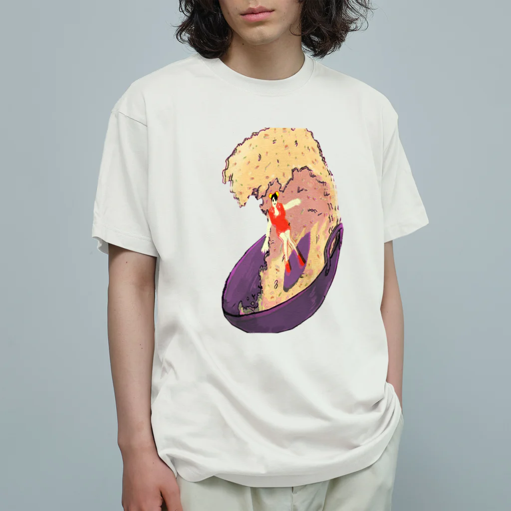 Danke Shoot Coffeeの炒飯衝浪少女 オーガニックコットンTシャツ