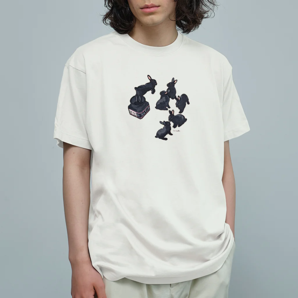 SCHINAKO'Sのとびだせ黒うさぎ Organic Cotton T-Shirt