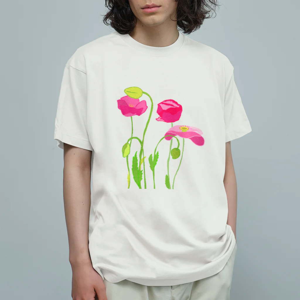 papricaのもも色ポピー Organic Cotton T-Shirt