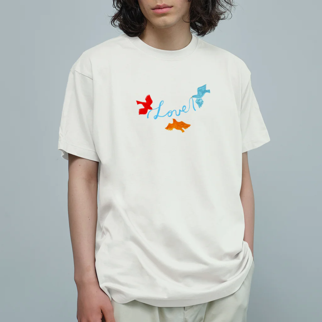 souzen のLOVE bird オーガニックコットンTシャツ