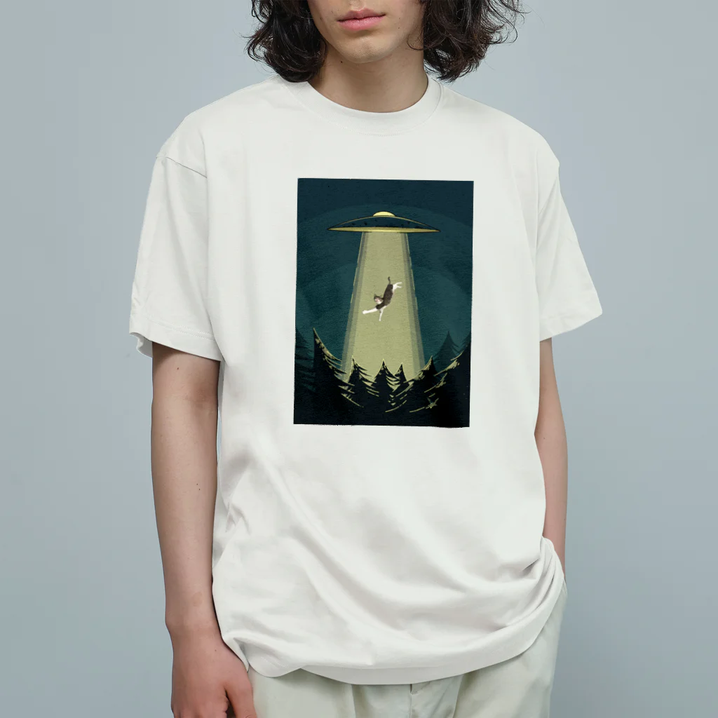 PONTA5/ERIのUFOと猫 オーガニックコットンTシャツ