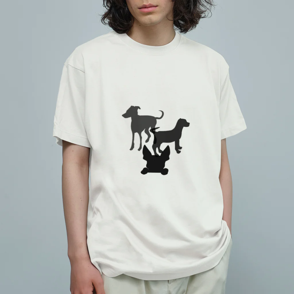 ふうふうたかの犬のシルエット オーガニックコットンTシャツ