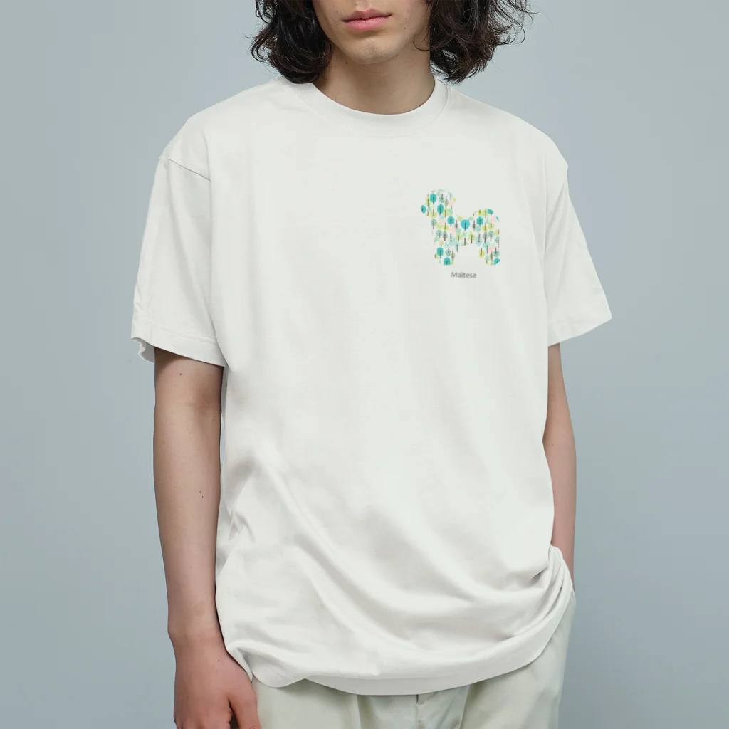 AtelierBoopの森 マルチーズ オーガニックコットンTシャツ