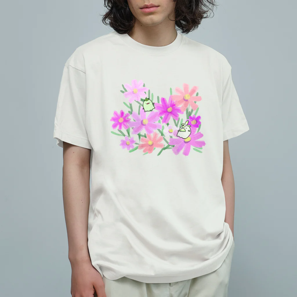 まいにち大変だけどほのぼのって大事の長老と秋桜 Organic Cotton T-Shirt