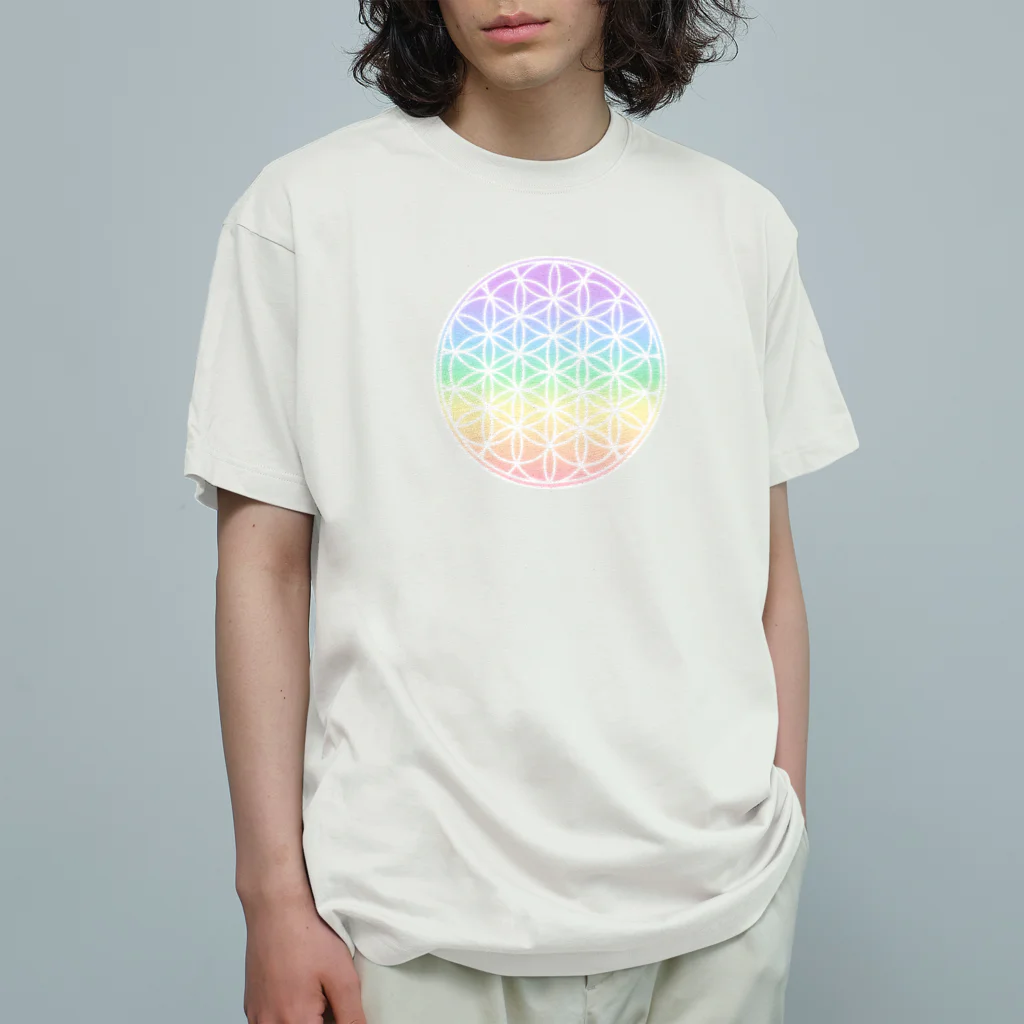 Arcのフラワーオブライフ☆レインボーパステル Organic Cotton T-Shirt