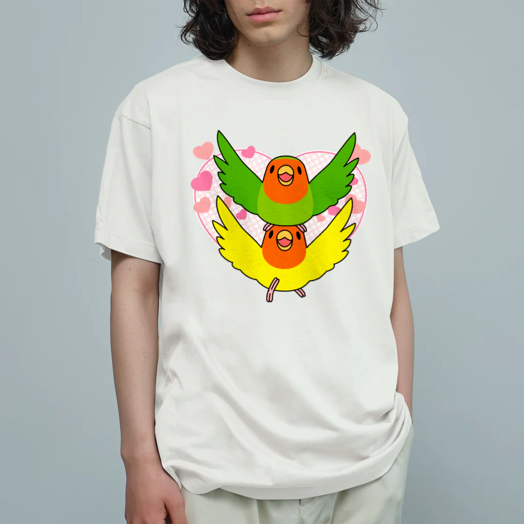 まめるりはことりのラブリーコザクラインコ【まめるりはことり】 Organic Cotton T-Shirt