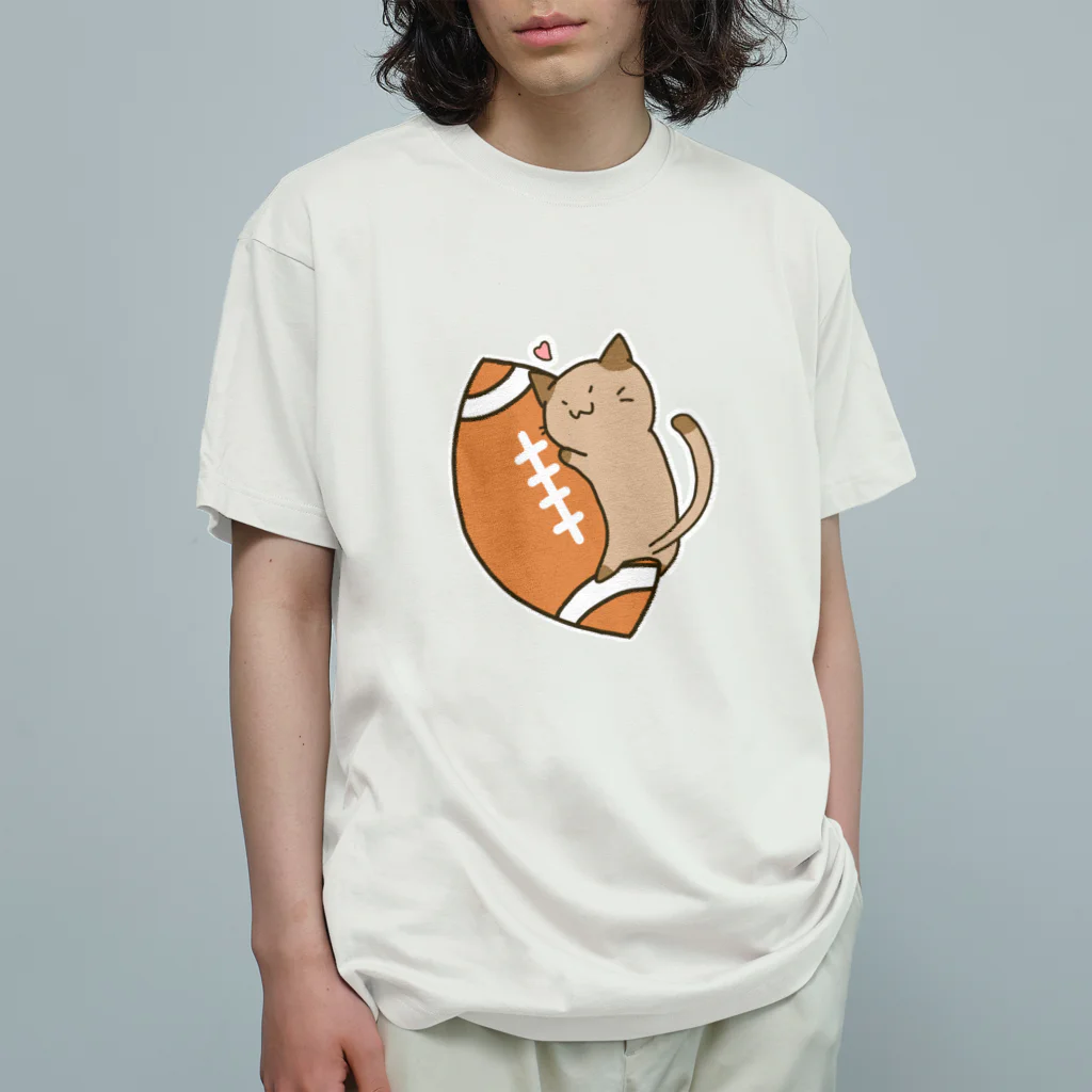 ねこのしっぽのラグビー オーガニックコットンTシャツ