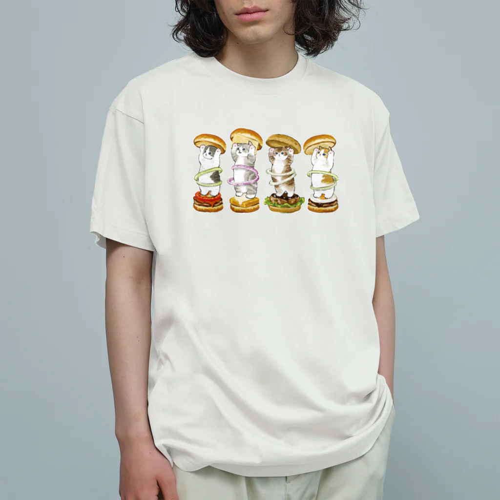 mofusandのにゃんこバーガー オーガニックコットンTシャツ