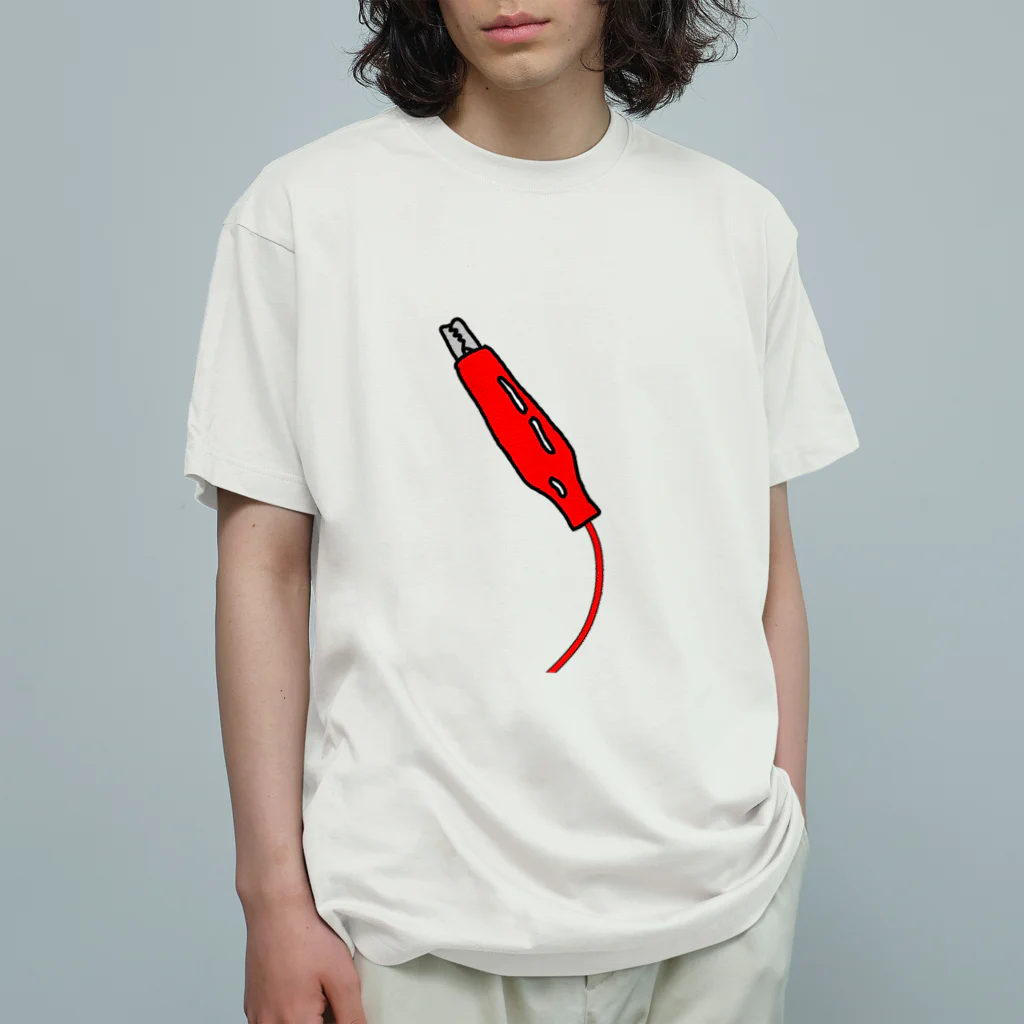 ピアンポン -phangpon-のワニ口クリップ赤 オーガニックコットンTシャツ