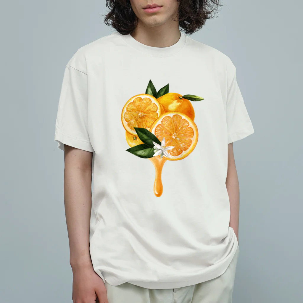 カワウソとフルーツの【forseasons】オレンジ Organic Cotton T-Shirt