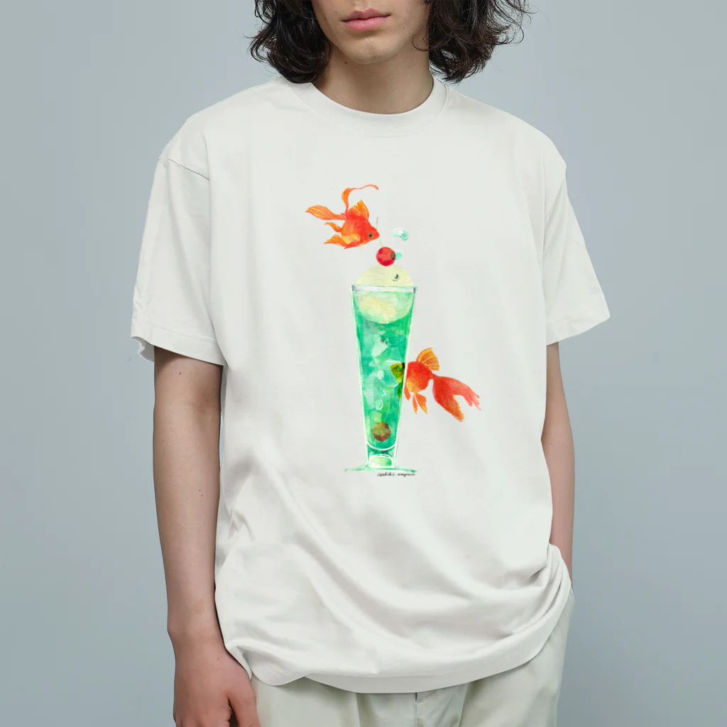 isshiki mayumiの金魚とソーダが夢の泡 オーガニックコットンTシャツ