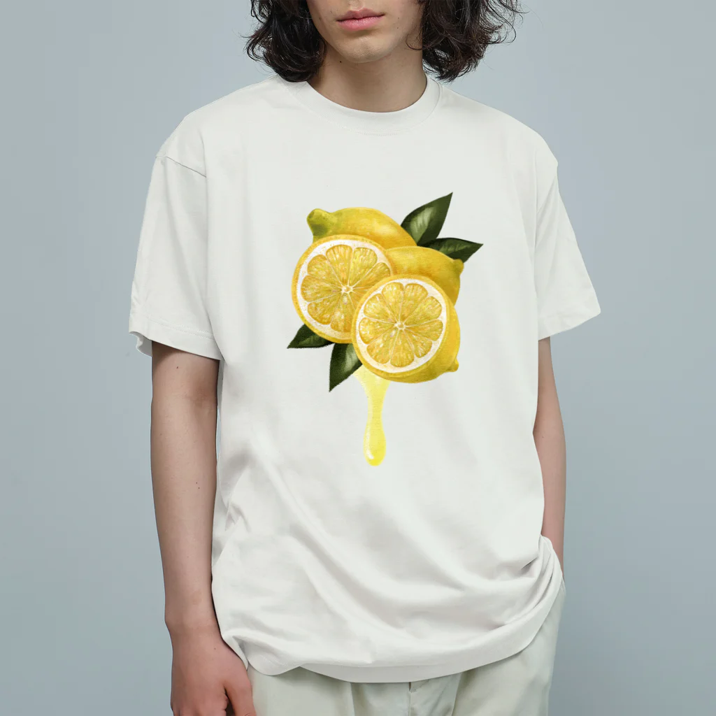 カワウソとフルーツの【forseasons】レモン Organic Cotton T-Shirt