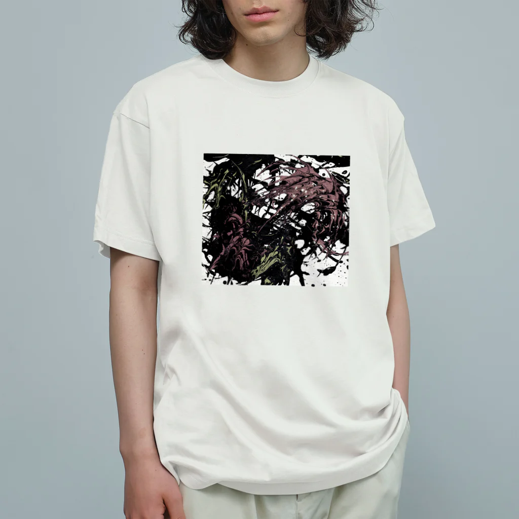 兎派の踊る細胞(dark) オーガニックコットンTシャツ