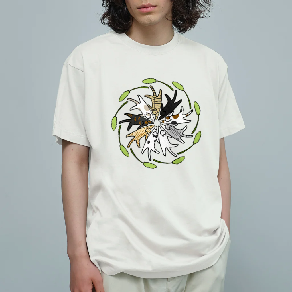 梅咲イラストワークの和猫じゃらし オーガニックコットンTシャツ