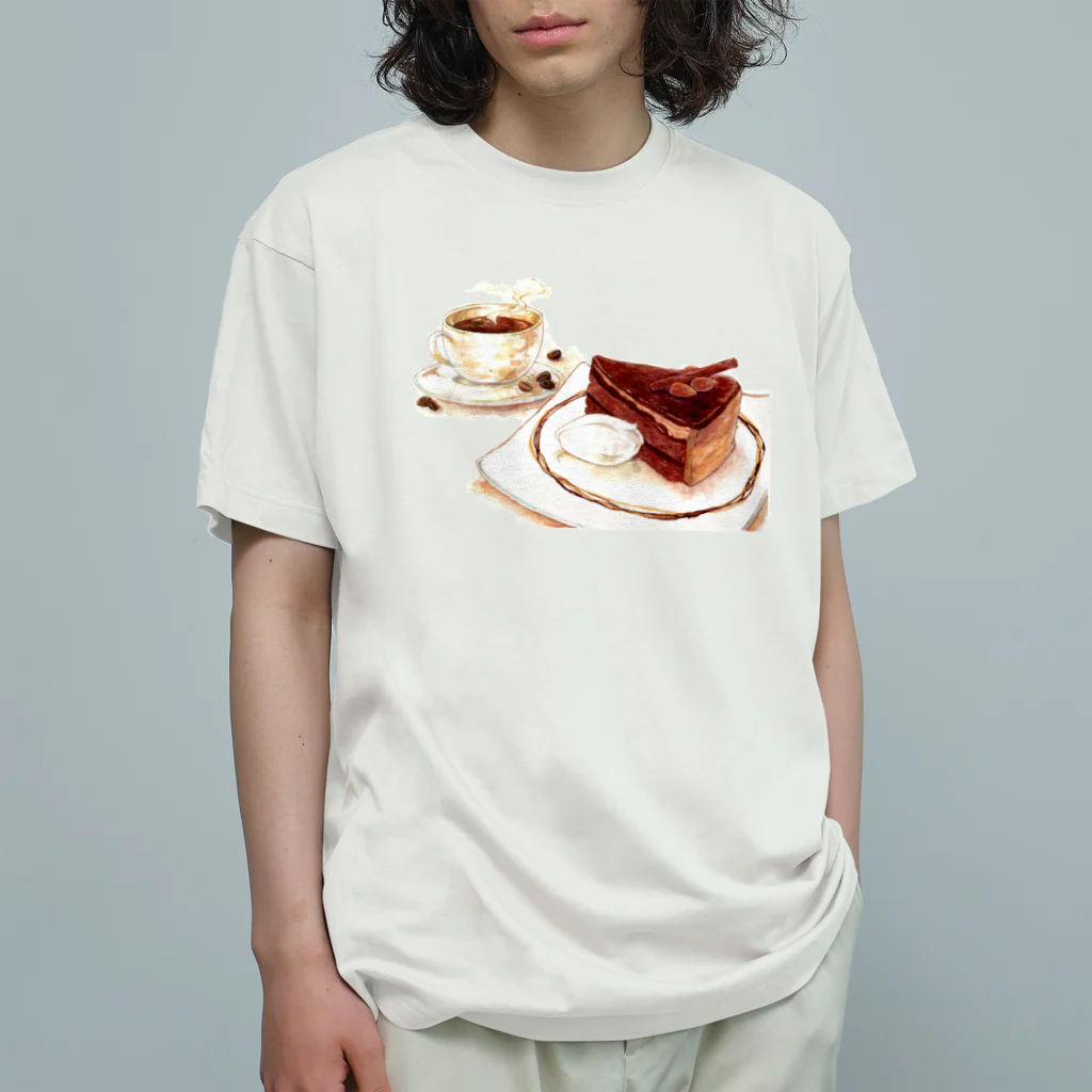 志瓜のSUZURIのチョコケーキと珈琲のセット Organic Cotton T-Shirt