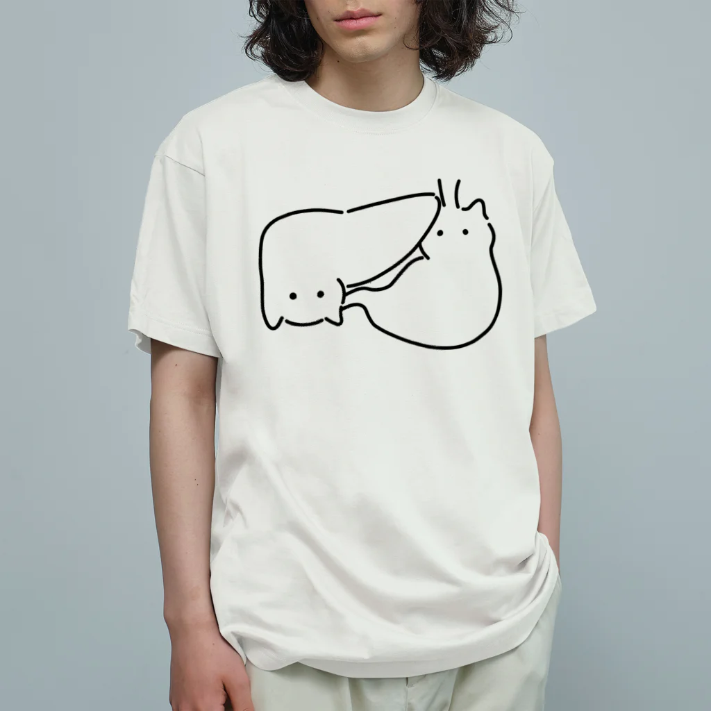 ねこやにわとりやの肝臓胃猫 Organic Cotton T-Shirt