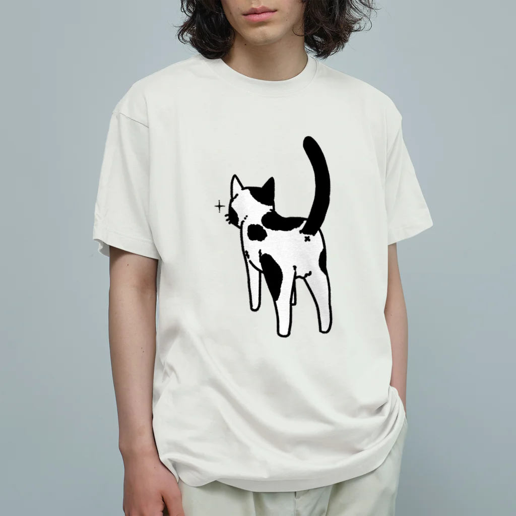 Riotoのねこけつ（ぶち猫） オーガニックコットンTシャツ